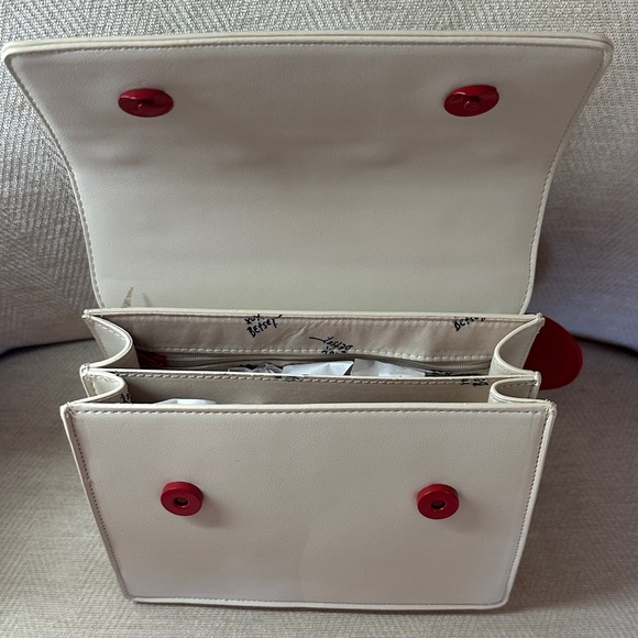 Betsy Johnson Cherry Embellished Cream and Red Handbag with Shoulder strap - Picture 13 of 15